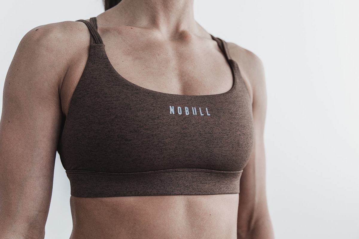 Nobull Plush Heather Women's Sports Bras Brown | Australia (DH5241)